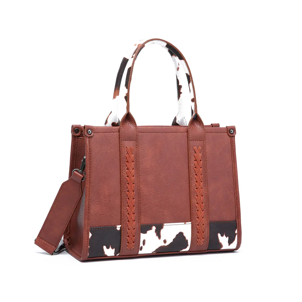 Women's Handbag Vintage Fashion Rivet Splicing Shoulder Tote Large Capacity Women's Shoulder Bag