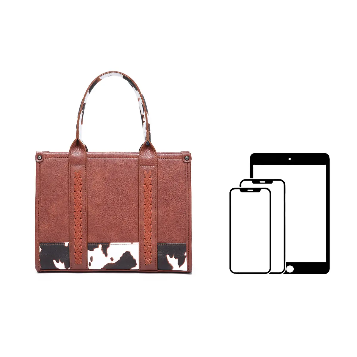 Women's Handbag Vintage Fashion Rivet Splicing Shoulder Tote Large Capacity Women's Shoulder Bag