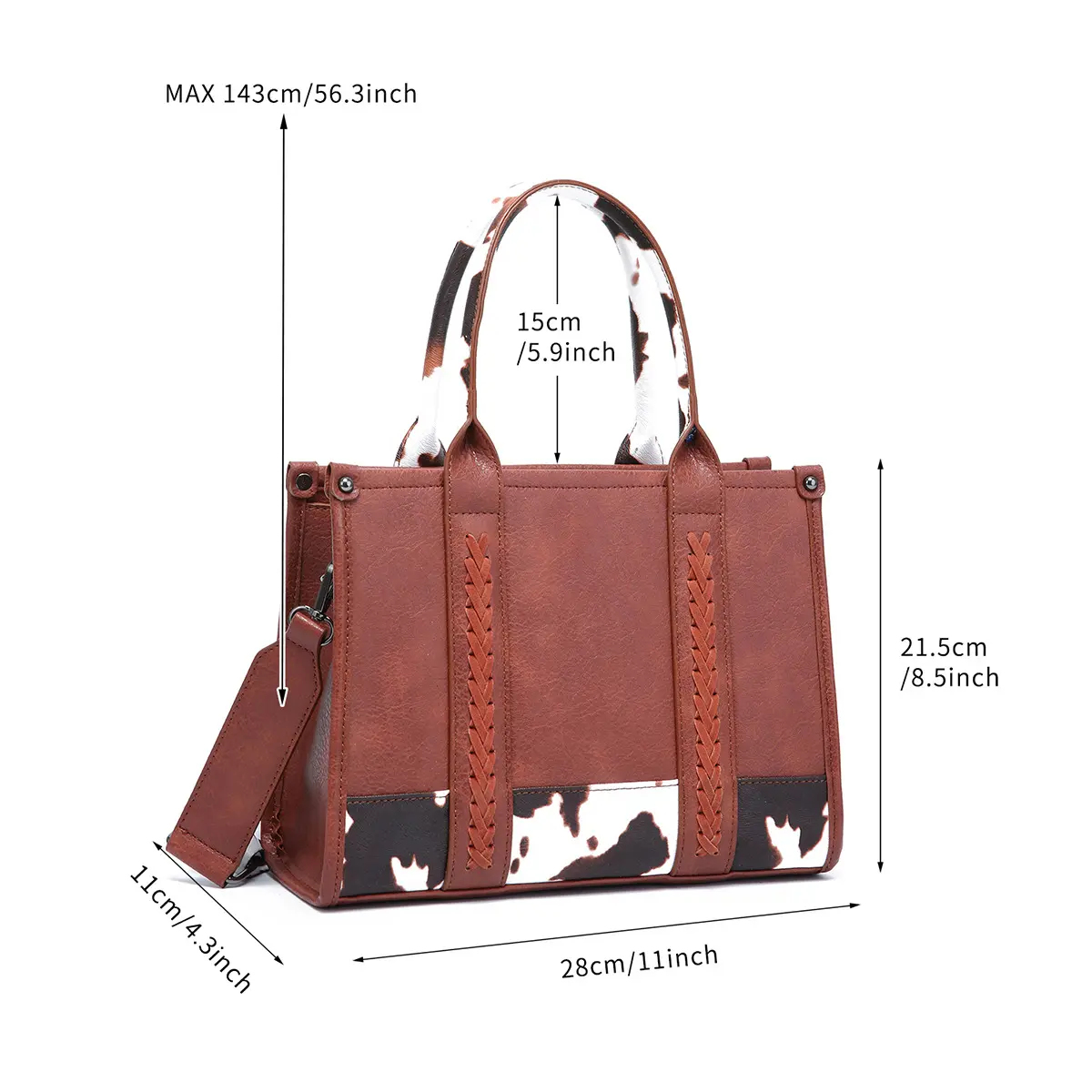 Women's Handbag Vintage Fashion Rivet Splicing Shoulder Tote Large Capacity Women's Shoulder Bag