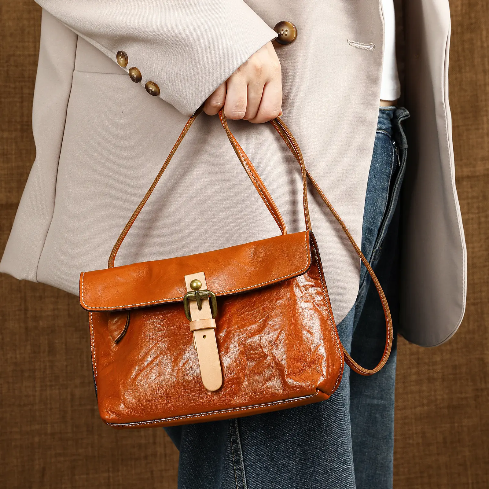 MVA Women's Bag Fashion Leather Shoulder Bag Brown Fashion Leisure Shoulder Bag Casual Large Capacity Crossbody Bag Purse
