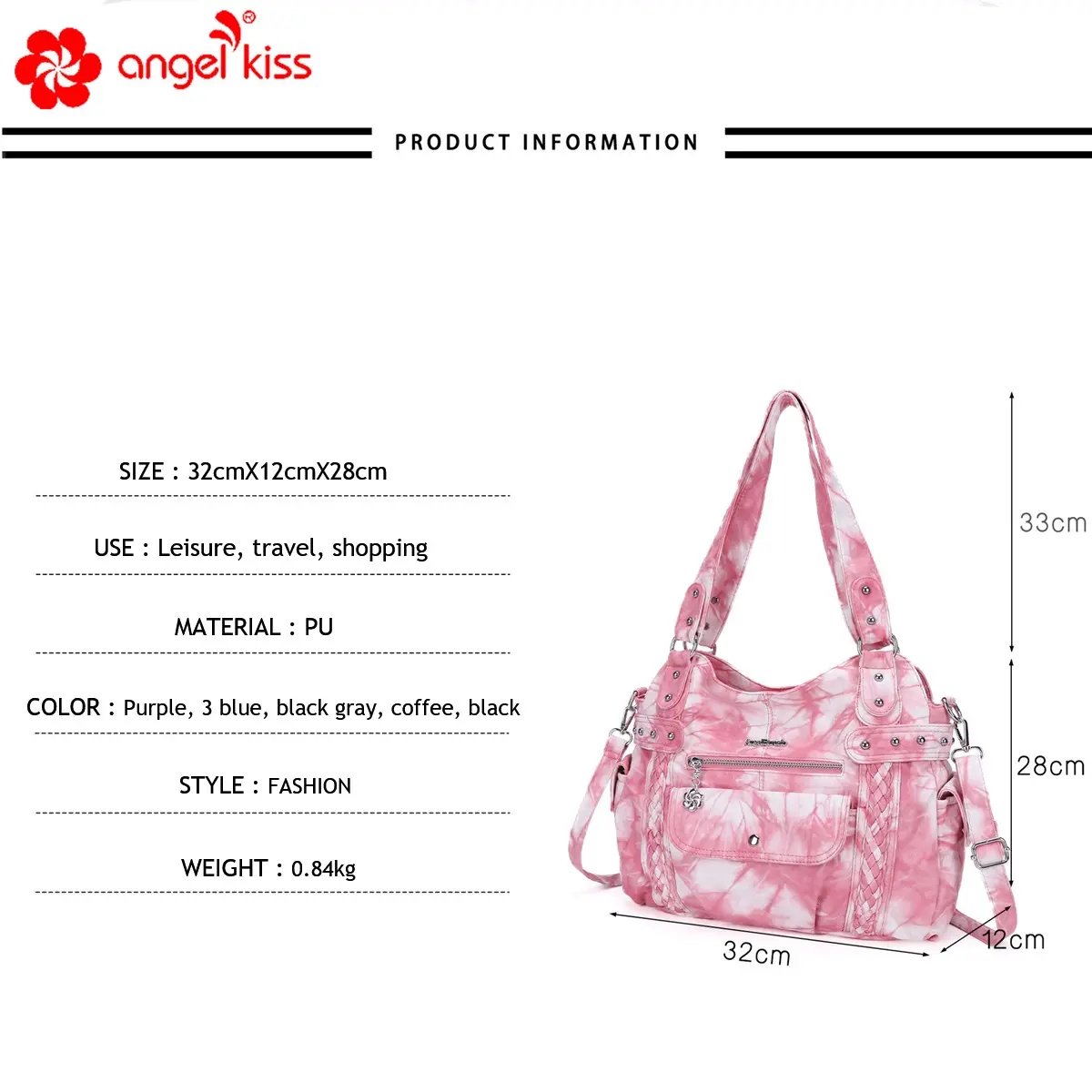  Bag Women Handags Fashion Shoulder Bag Purse Designer Pack Messenger Bag Tote Satchel Large Capacity Purse