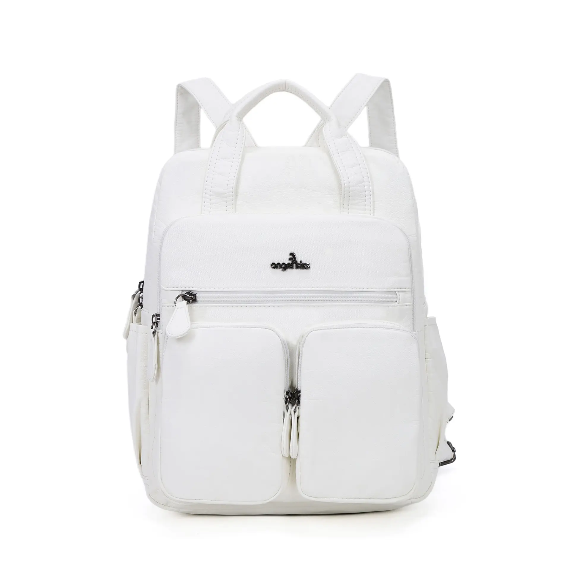  Women's School Bag Large Backpack Solid Color Student Multi-pocket Fashion Travel Large Backpack back to school