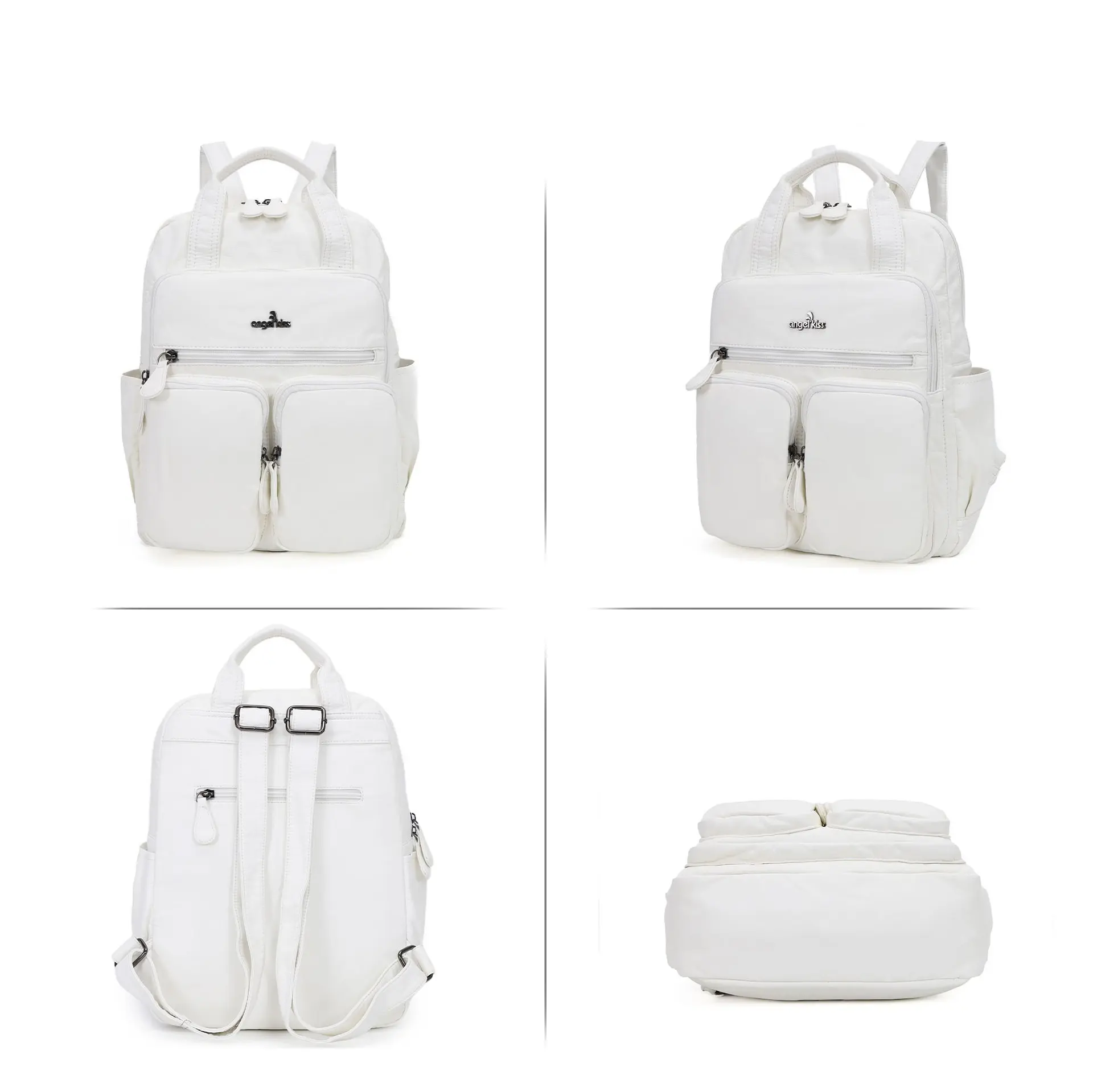  Women's School Bag Large Backpack Solid Color Student Multi-pocket Fashion Travel Large Backpack back to school