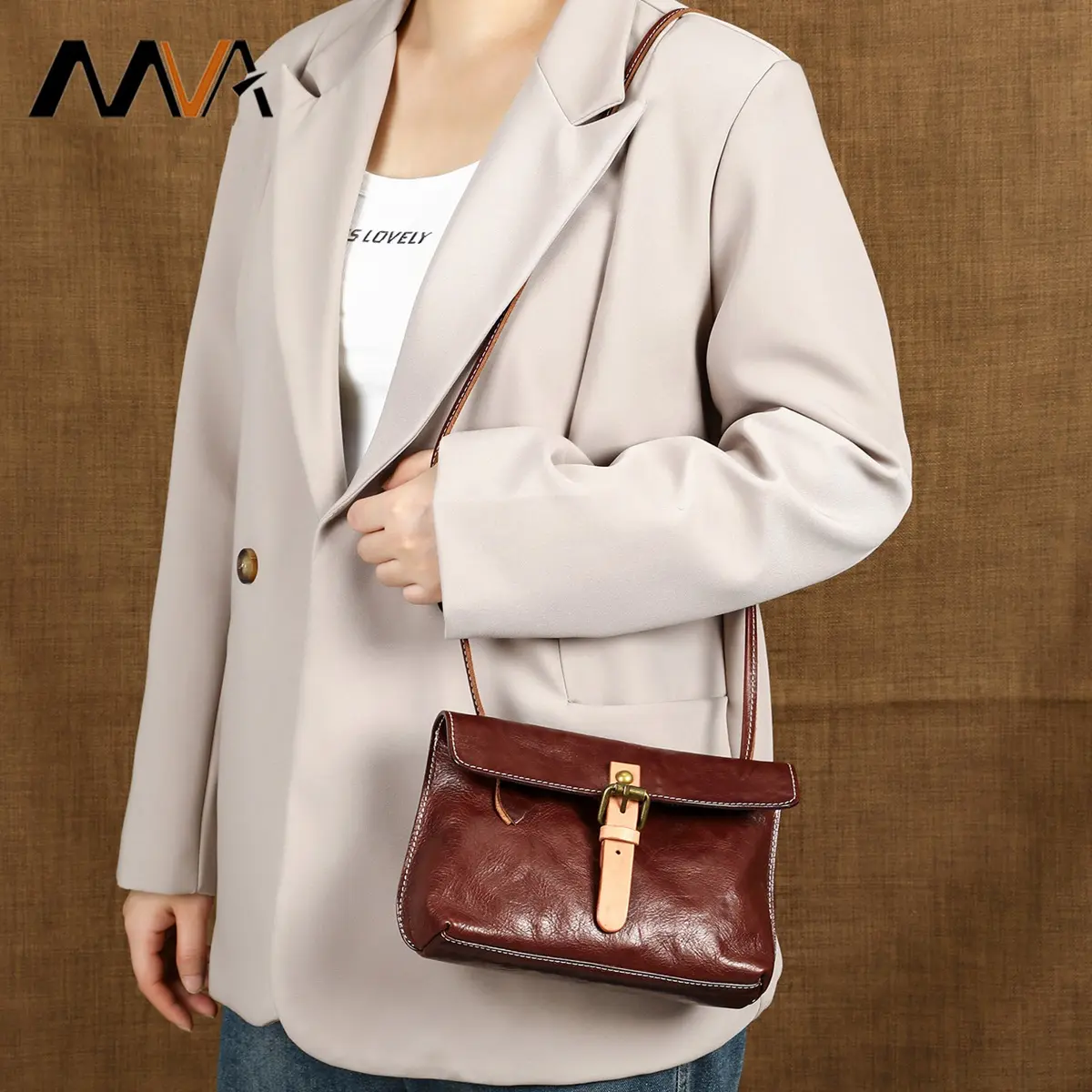 MVA Women's Bag Fashion Leather Shoulder Bag Brown Fashion Leisure Shoulder Bag Casual Large Capacity Crossbody Bag Purse