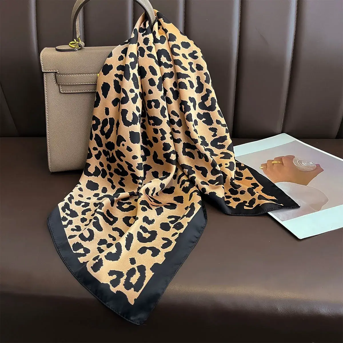 Fashion Luxury Brand 70cm Silk Feel Square Scarf Women Neck Tie Female Hair Bandana Headkerchief Shawl Wrap Hijab Echarpe