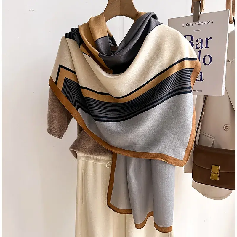 Luxury Brand Scarf  Wool Cotton Shawl Lady Wrap Large Pashmina Hijab Headband Scarves Autumn Winter Bufanda Foulard Beach Stoles