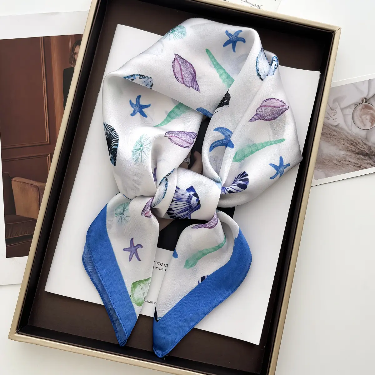 2025 New Satin Print Scarf Women Scarves Bandana Hijab Neckerchief Shawl Kerchief Summer Hair Band Foulard Lady Luxury