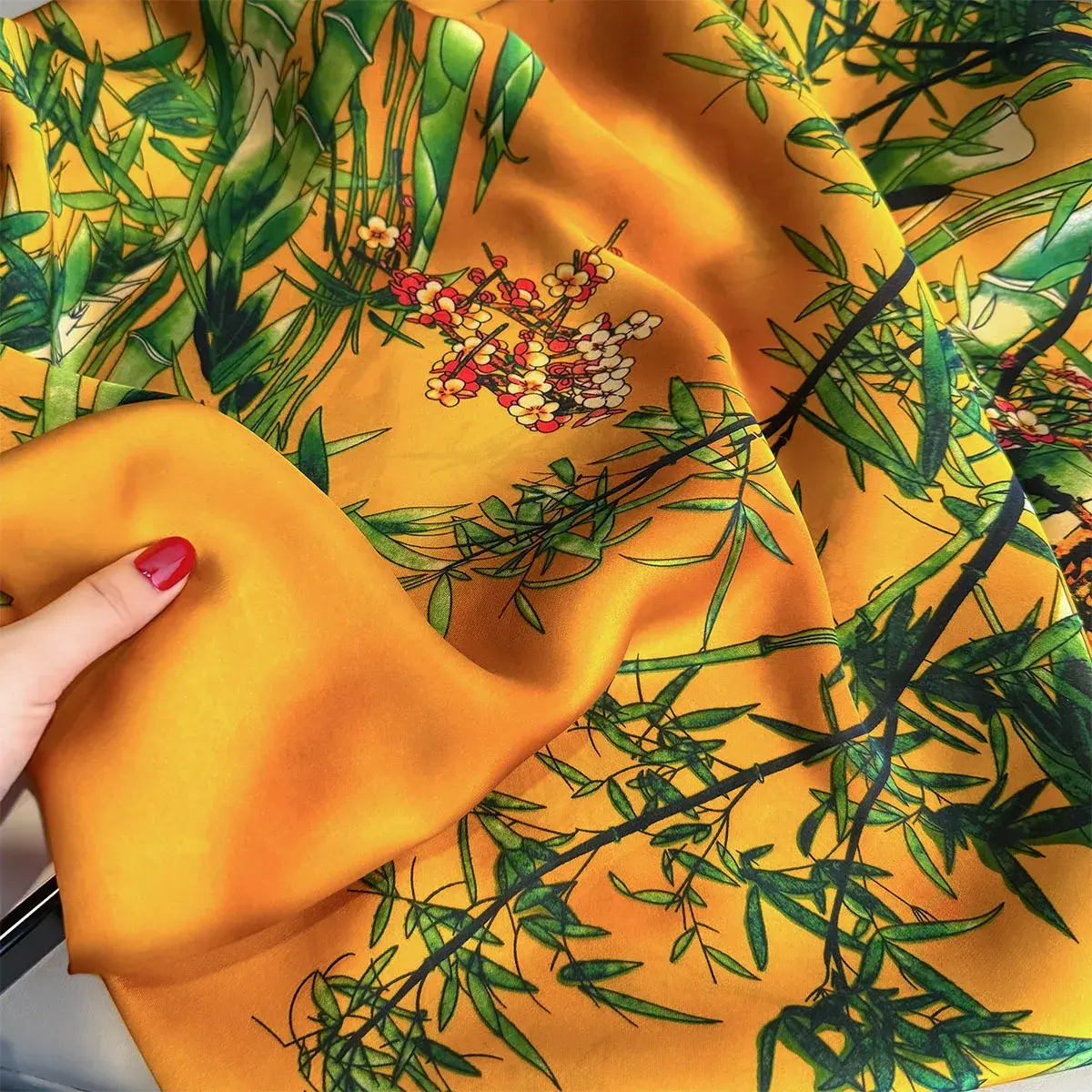 Luxury Brand Women Summer Scarves Shawls Bamboo Print Wraps Soft Female Beach Yellow Bandanna Foulard Muffler Scarf