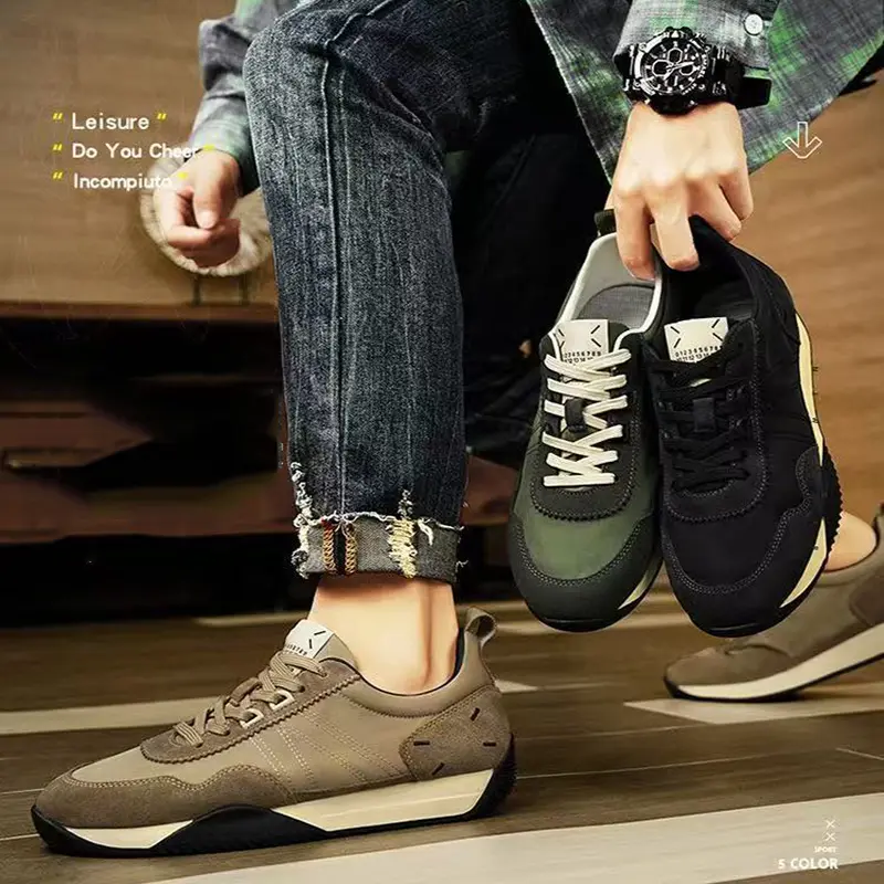 Oulylan 2025 Men Retro Sports Shoes Casual Walking Outdoor Soft Non-slip Sneakers Breathable Casual Running Sport Shoes