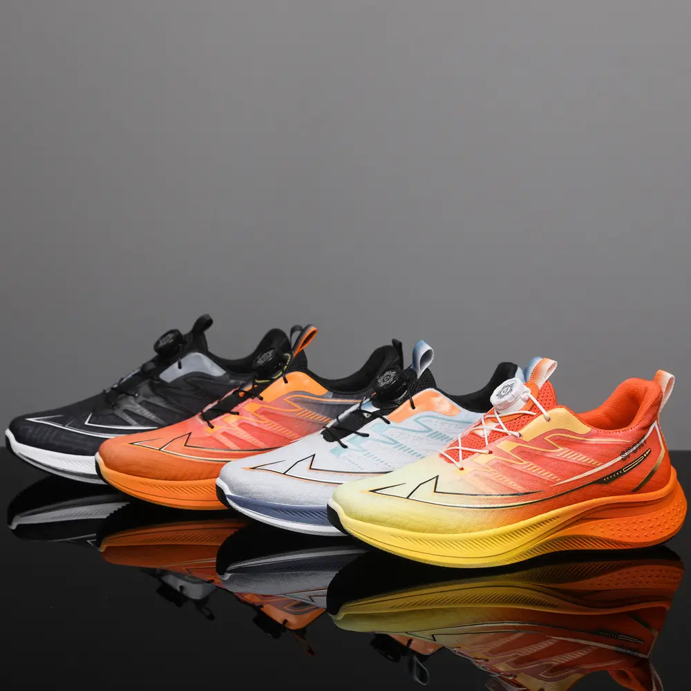 Outdoor Casual Sneaker Men Lightweight Anti Slip Thick Soft Sole Comfortable Breathable Portable Rotary Buckle Sport Shoes