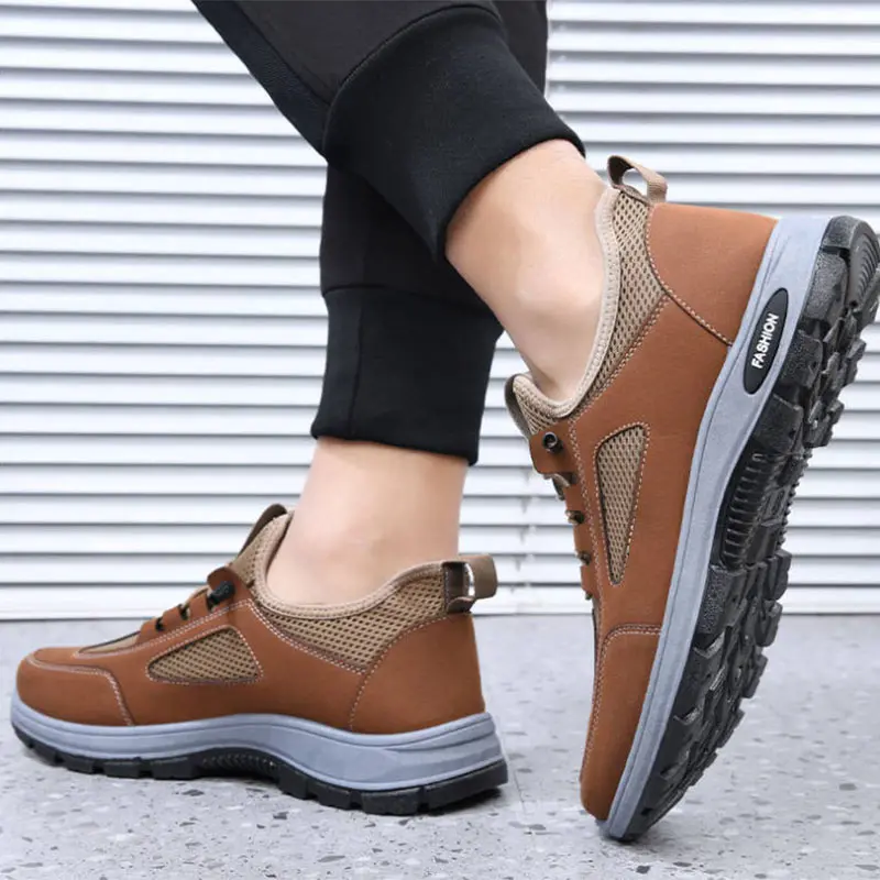 Oulylan 2025 Male Breathable Hiking Sneakers Non-slip Round Toe Tactical Running Shoes New Retro Casual Practical Walking Boots