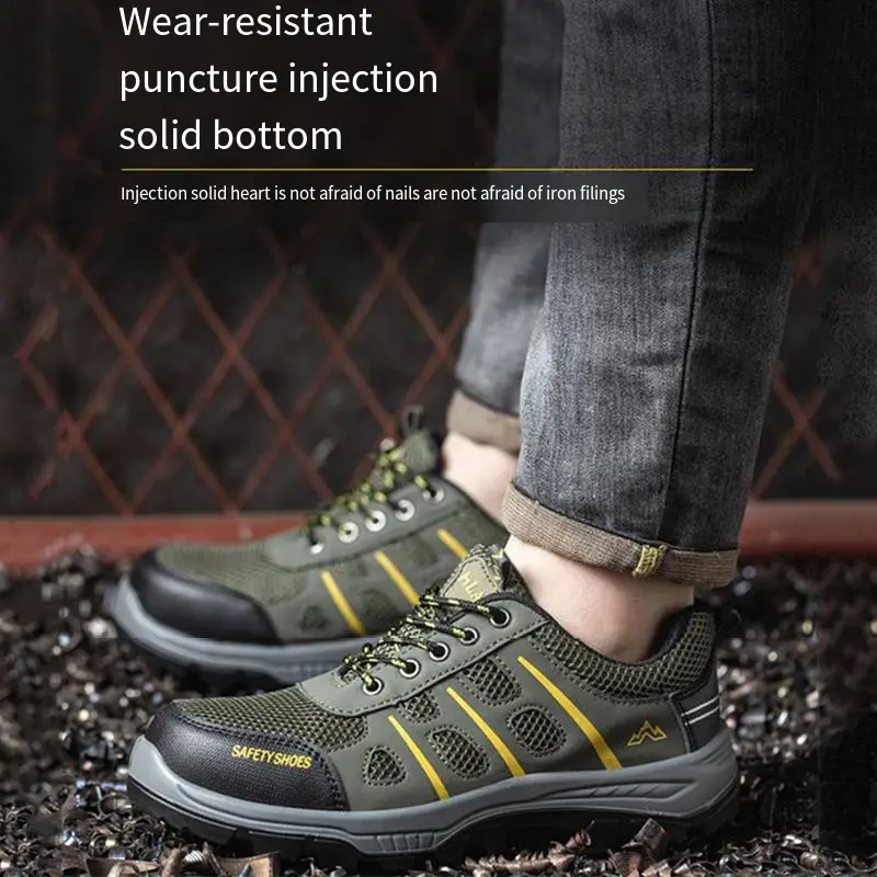 High Quality Safety Shoes Men Smash-proof Stab-proof Light Breathable Wear-resistant Anti Slip Steel Toe Outdoor Work Shoes