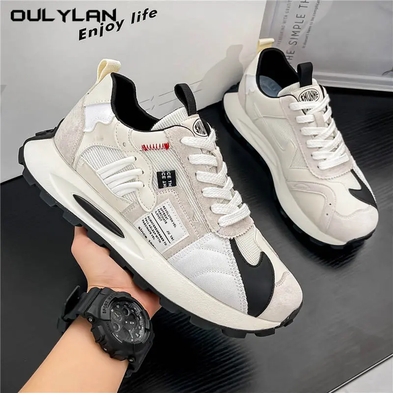 2025 Men's Fashionable Low-top Lace-up Casual Sneakers Lightweight Thick-soled Sports Shoes Running Walking Shoes