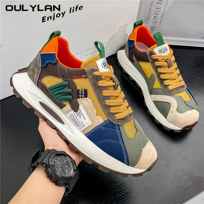 2025 Men's Fashionable Low-top Lace-up Casual Sneakers Lightweight Thick-soled Sports Shoes Running Walking Shoes