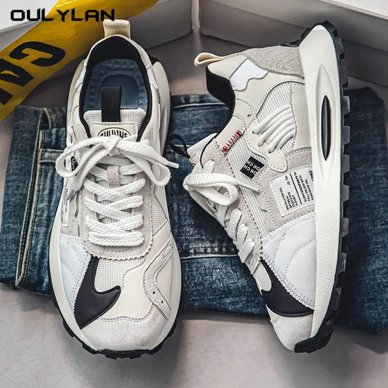 2025 Men's Fashionable Low-top Lace-up Casual Sneakers Lightweight Thick-soled Sports Shoes Running Walking Shoes