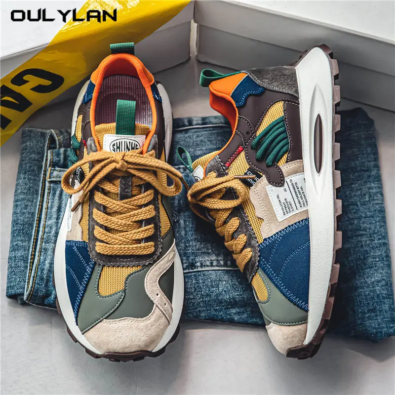 2025 Men's Fashionable Low-top Lace-up Casual Sneakers Lightweight Thick-soled Sports Shoes Running Walking Shoes