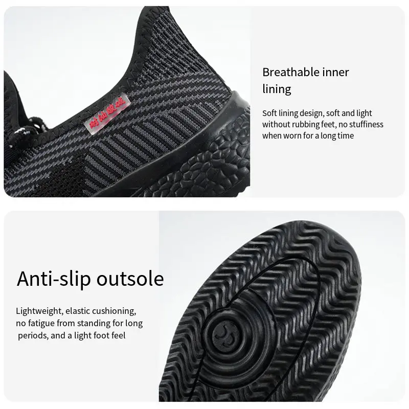 Safety Protective Shoes Men Mesh Breathable Lightweight Anti-Smashing Anti-Stabbing Anti-slip Wear-resistant Shoes