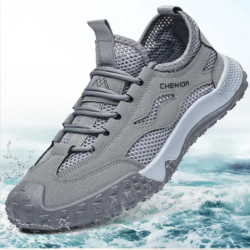 Oulylan Men's Summer Breathable Hollow Wading Shoes Mesh Outdoor Hiking Climbing Shoes Sport Non-Slip Sneaker 39-44 Size