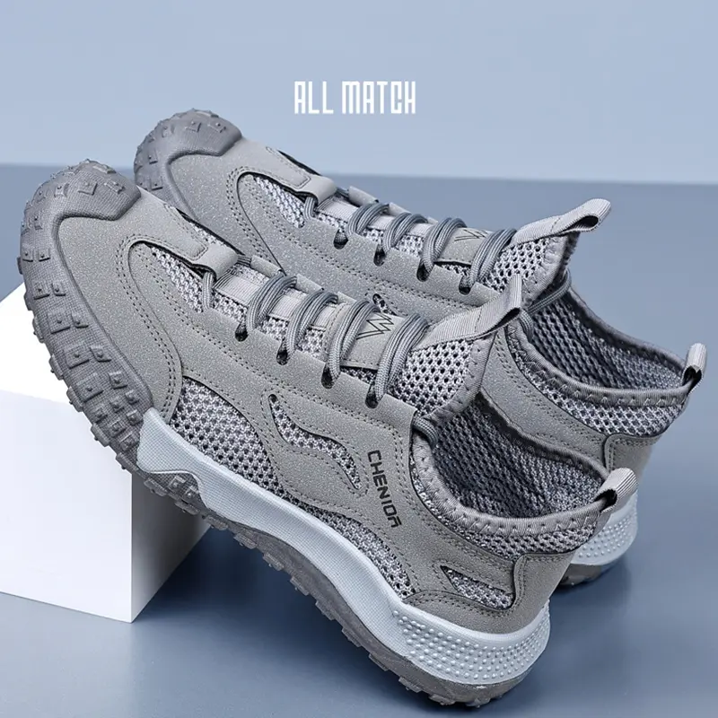Oulylan Men's Summer Breathable Hollow Wading Shoes Mesh Outdoor Hiking Climbing Shoes Sport Non-Slip Sneaker 39-44 Size