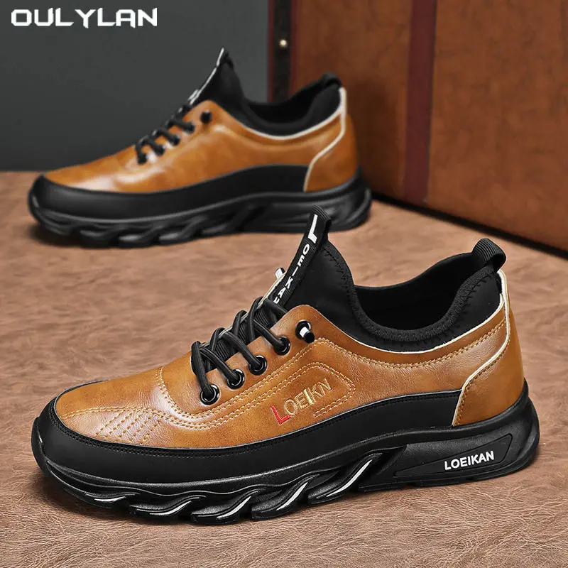 Outdoor Hiking Shoes Running Sports Shoes Leather Large-sized Men's Shoes Casual Comfortable Thick-soled Shoes