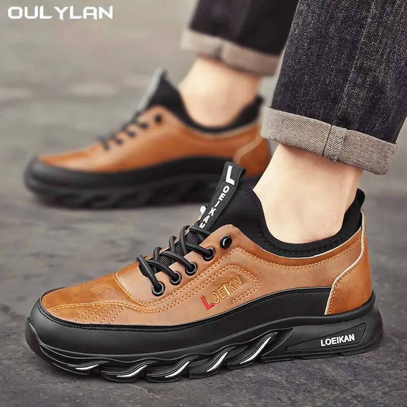 Outdoor Hiking Shoes Running Sports Shoes Leather Large-sized Men's Shoes Casual Comfortable Thick-soled Shoes