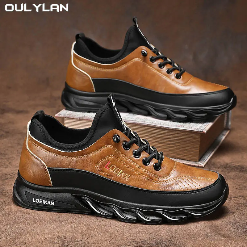 Outdoor Hiking Shoes Running Sports Shoes Leather Large-sized Men's Shoes Casual Comfortable Thick-soled Shoes