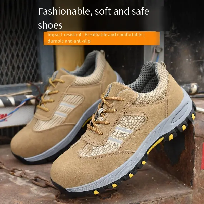 Lightweight Anti-smashing Anti-puncture Steel Toes Men's Anti-slip Work Shoes Solid Shoe Sole Electric Welding Work Shoes
