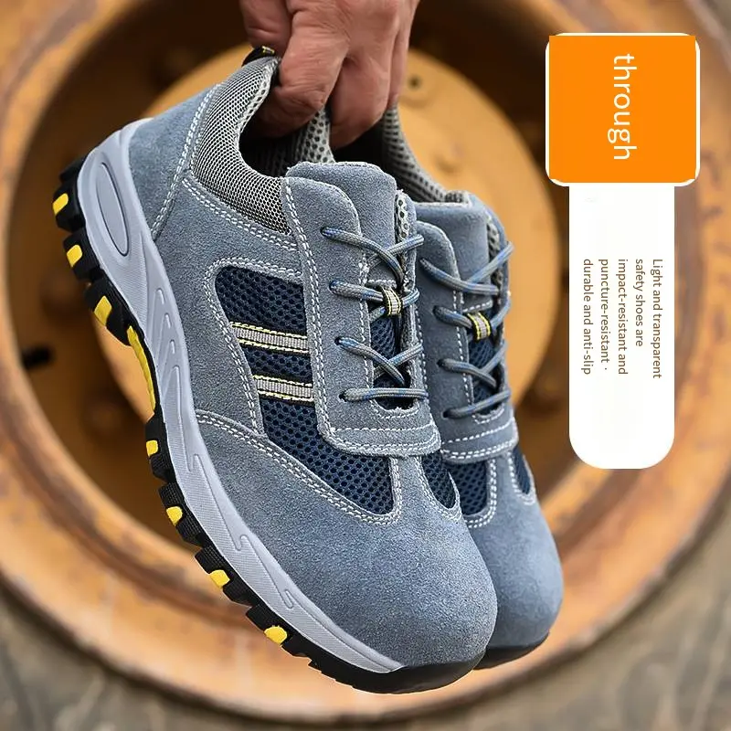Lightweight Anti-smashing Anti-puncture Steel Toes Men's Anti-slip Work Shoes Solid Shoe Sole Electric Welding Work Shoes