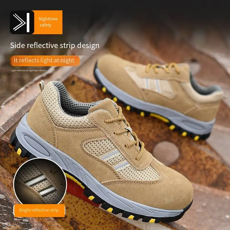 Lightweight Anti-smashing Anti-puncture Steel Toes Men's Anti-slip Work Shoes Solid Shoe Sole Electric Welding Work Shoes