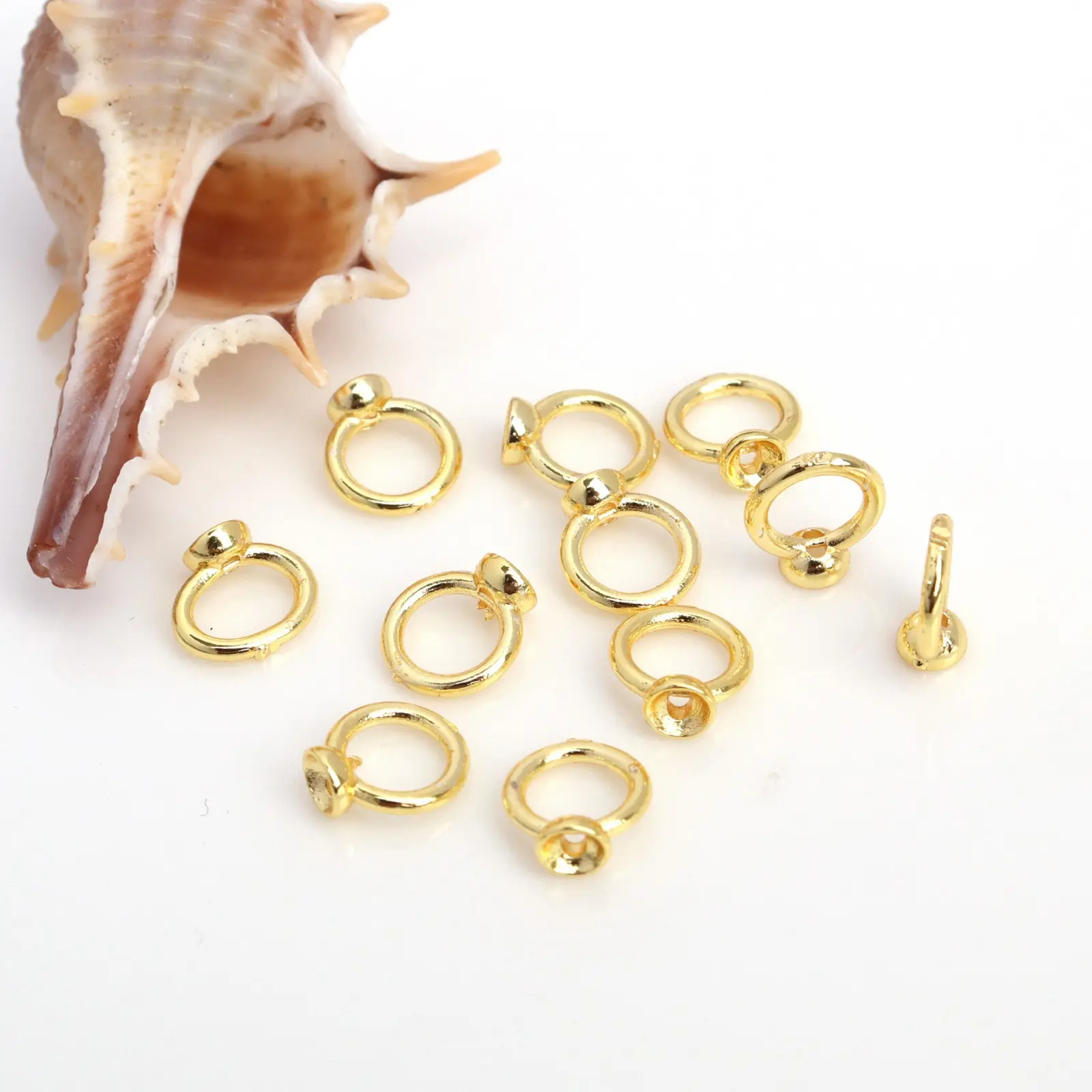 10/20PCs Brass Bead Tip With Hole Connector Rings Caps End Caps For Jewelry Making Pearl Bracelet Necklace Accessory Round 7.2mm