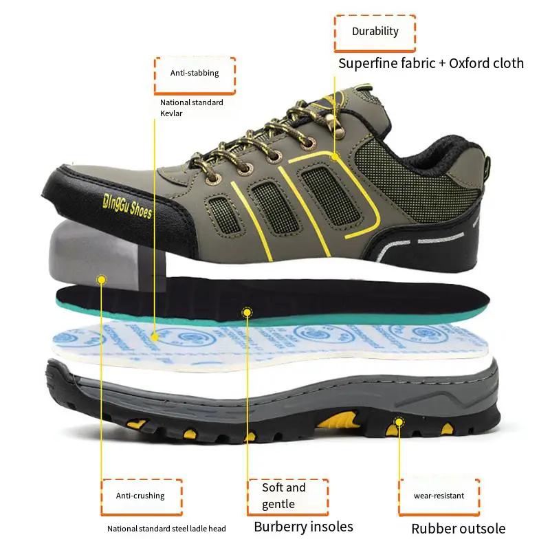 Comfortable Safety Shoes Men Anti-smashing Puncture Anti Slip Abrasion Resistant Breathable Lightweight Climbing Shoes