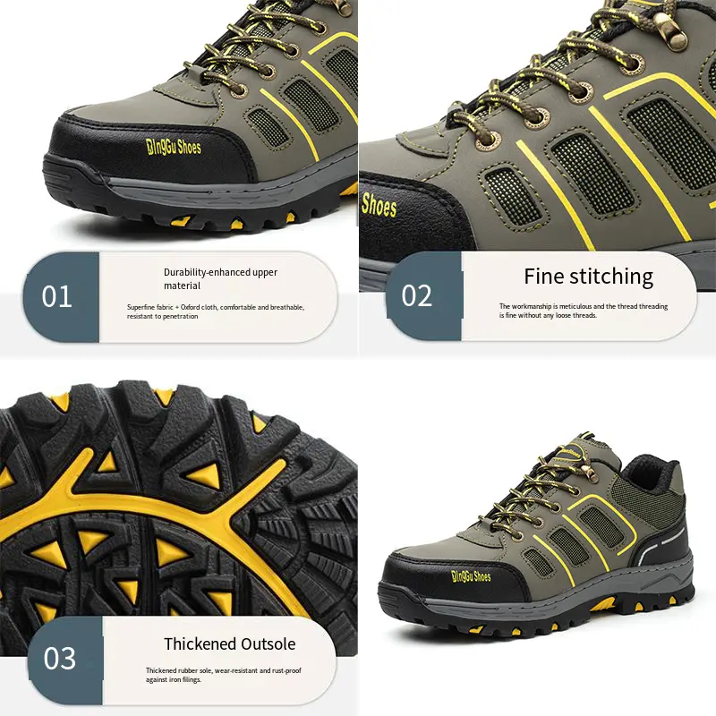 Comfortable Safety Shoes Men Anti-smashing Puncture Anti Slip Abrasion Resistant Breathable Lightweight Climbing Shoes
