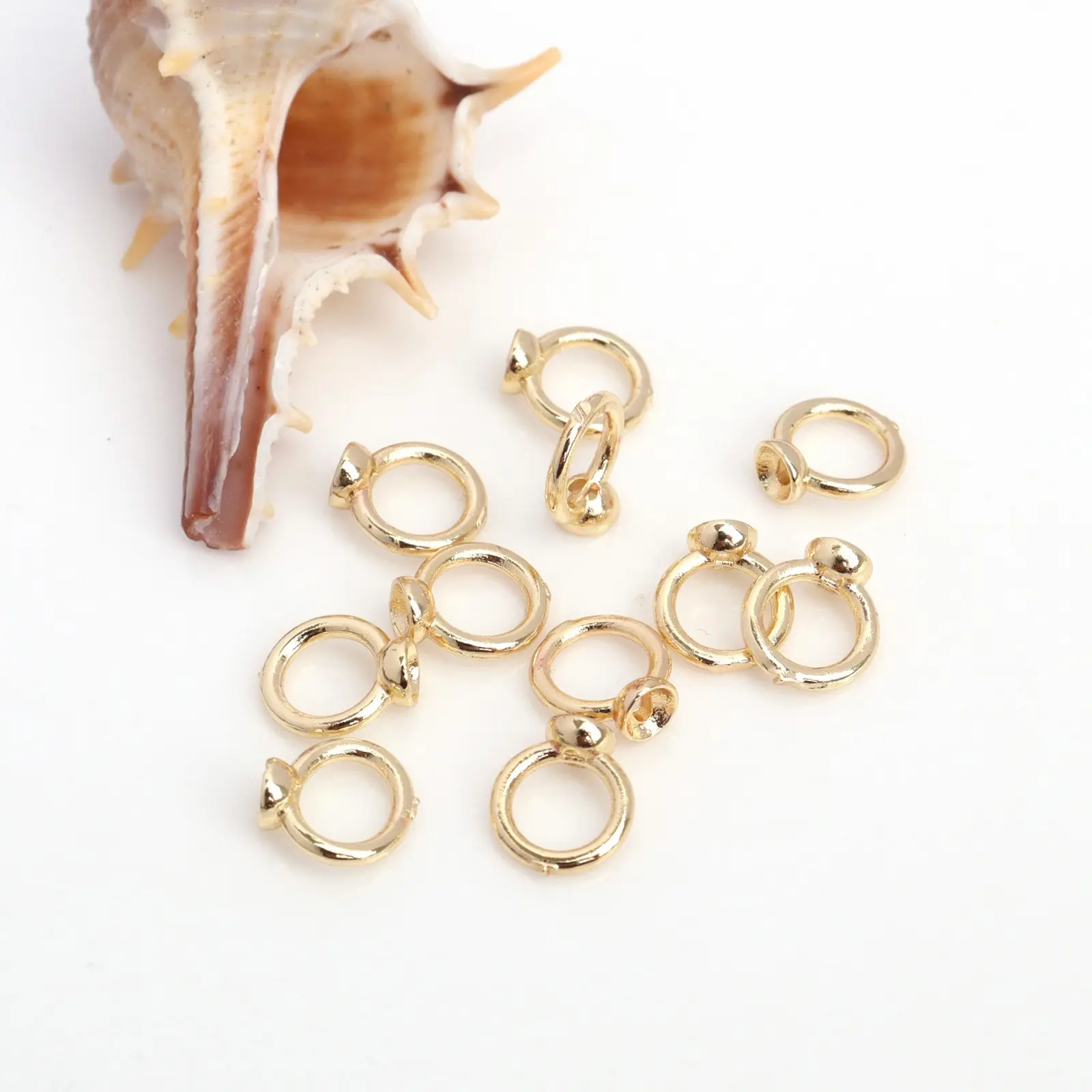 10/20PCs Brass Bead Tip With Hole Connector Rings Caps End Caps For Jewelry Making Pearl Bracelet Necklace Accessory Round 7.2mm