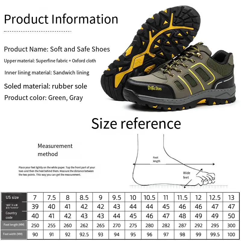 Comfortable Safety Shoes Men Anti-smashing Puncture Anti Slip Abrasion Resistant Breathable Lightweight Climbing Shoes