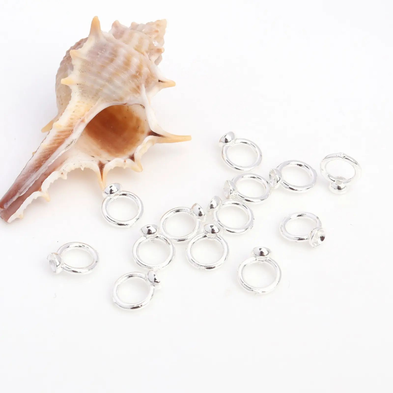 10/20PCs Brass Bead Tip With Hole Connector Rings Caps End Caps For Jewelry Making Pearl Bracelet Necklace Accessory Round 7.2mm