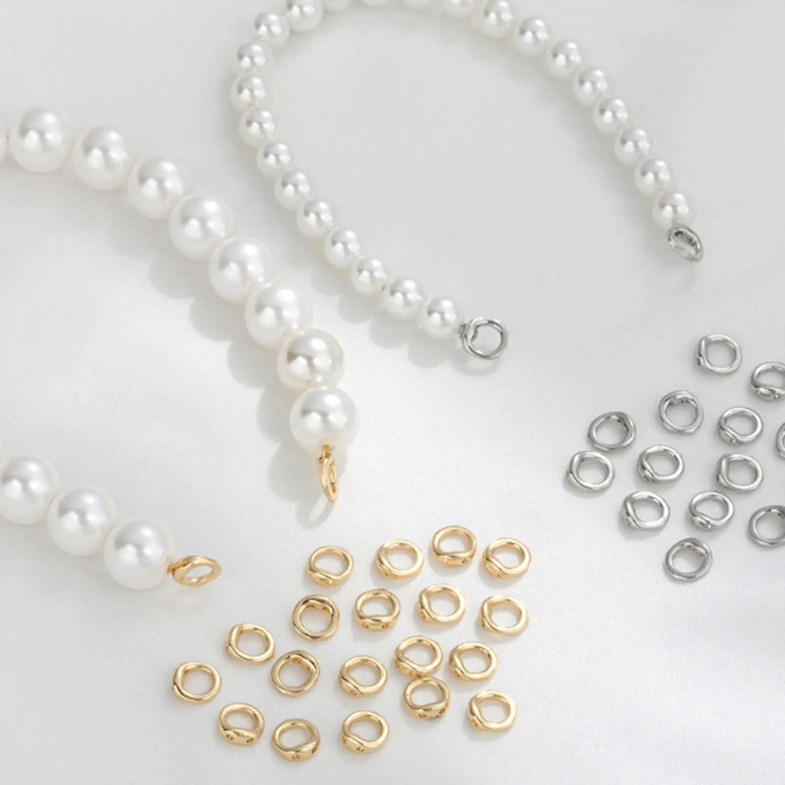 10/20pcs Golden Brass End Bead Tip Double Hole Connector Rings For Jewelry Making Supplies DIY Pearl Bracelet Necklace Accessory