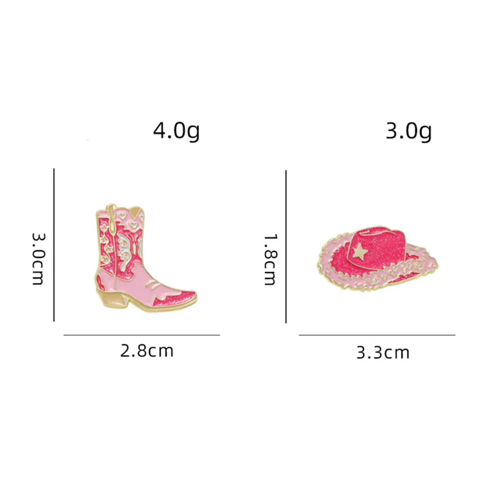 1 Piece West Cowboy Pin Brooches HatBoots Gold Color Pink Enamel Bag Dress Decoration Buckle Badge Jewelry Accessories For Women