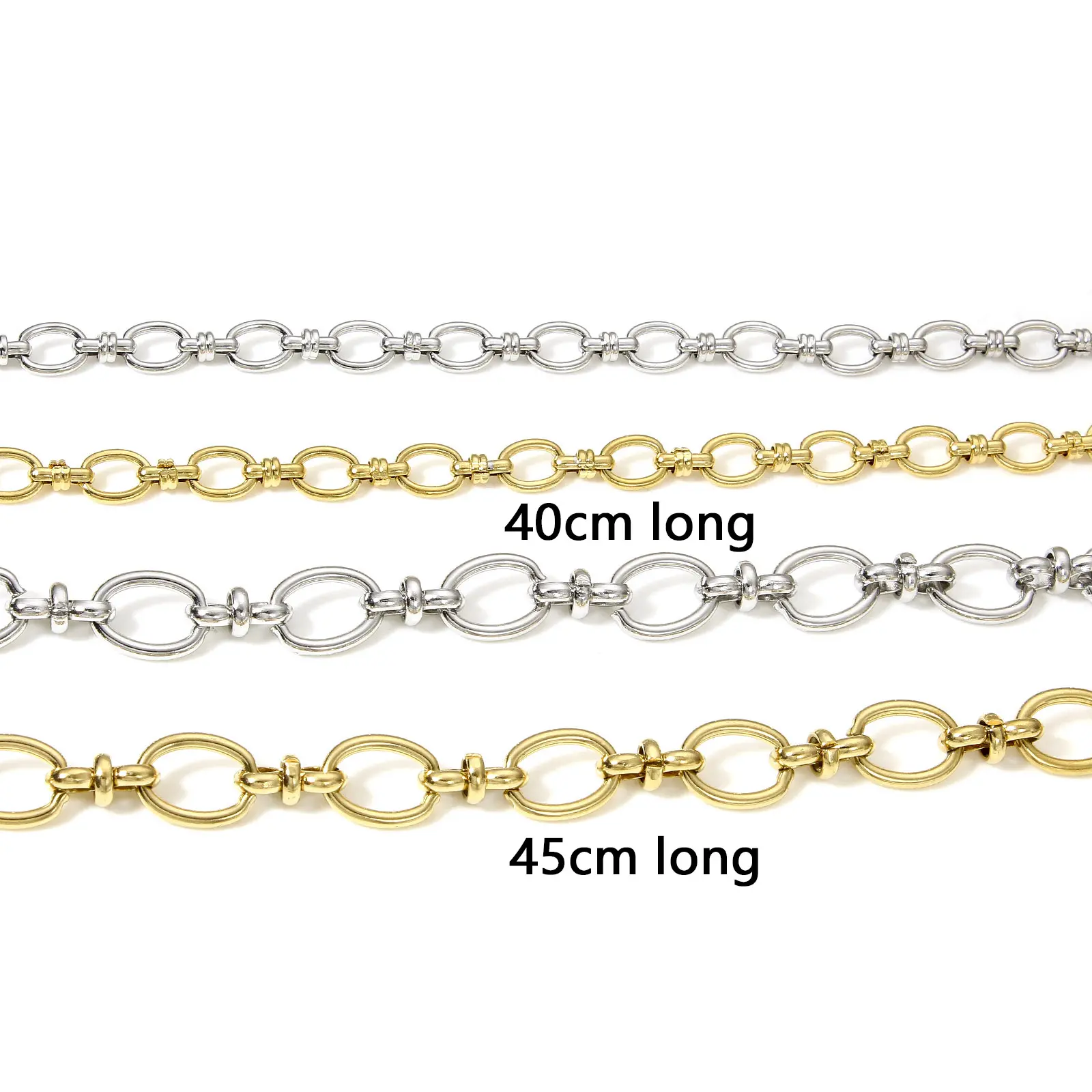 1 Piece 304 Stainless Steel Oval Chain Necklace For Women Men Chain Necklaces Diy Punk Handmade Jewelry Supplies 40/45cm Long