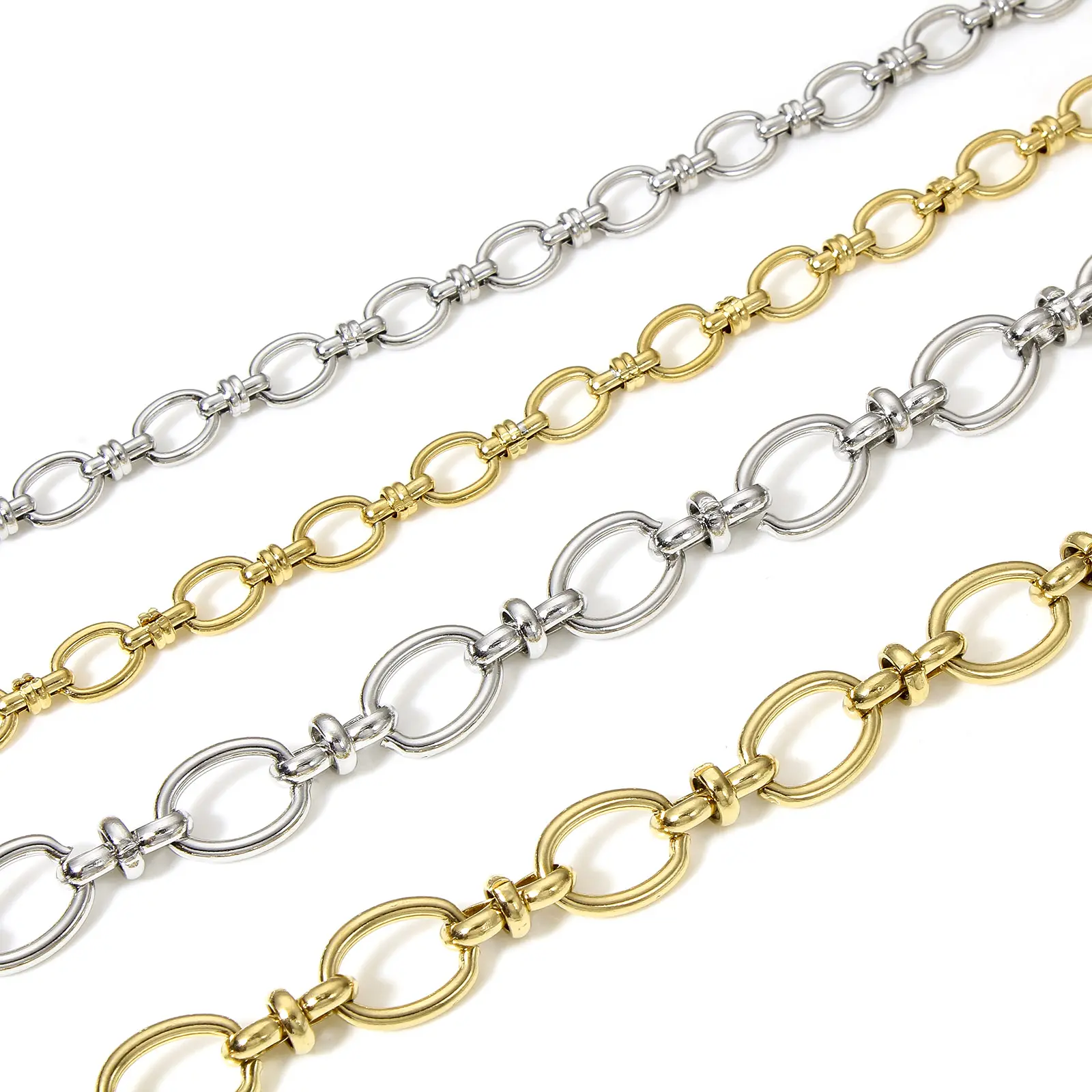 1 Piece 304 Stainless Steel Oval Chain Necklace For Women Men Chain Necklaces Diy Punk Handmade Jewelry Supplies 40/45cm Long