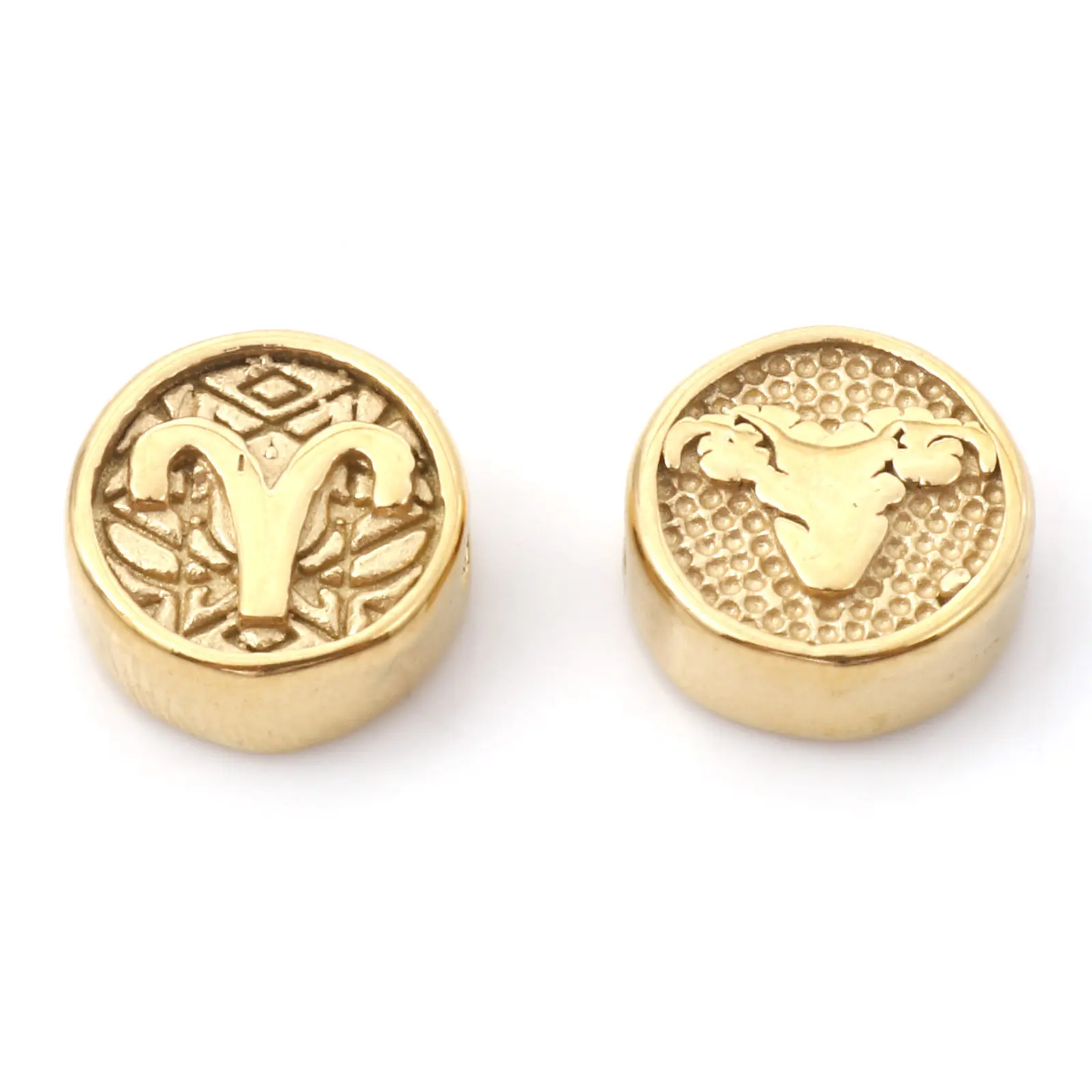 Stainless Steel Constellation Spacer Beads Flat Round Gold Color For Jewelry Making Findings 10mm Dia., Hole: Approx 1.8mm, 1PC
