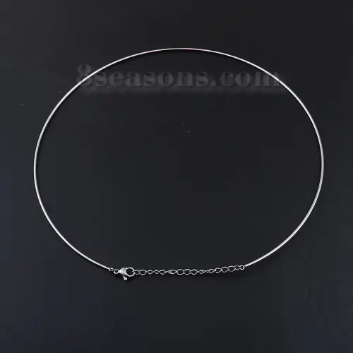 304 Stainless Steel Collar Neck Ring Necklace Silver Color For Women Men Fashion Gifts 40cm/45cm long, 1 Piece