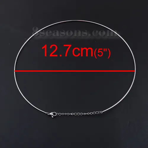 304 Stainless Steel Collar Neck Ring Necklace Silver Color For Women Men Fashion Gifts 40cm/45cm long, 1 Piece