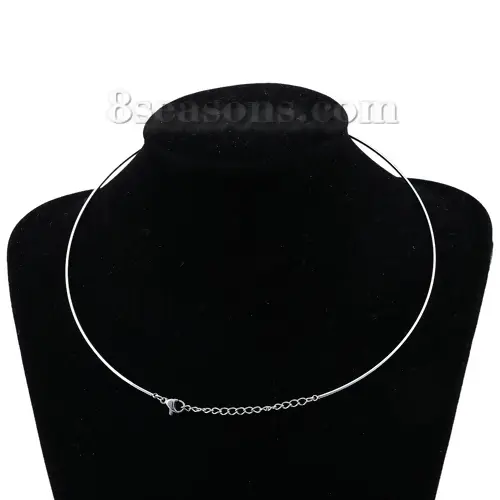 304 Stainless Steel Collar Neck Ring Necklace Silver Color For Women Men Fashion Gifts 40cm/45cm long, 1 Piece