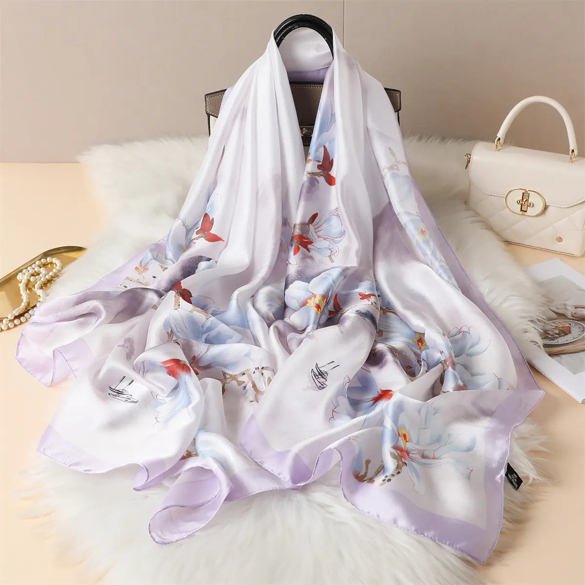 Fashion 180x90cm Silk Scarf Women's Satin luxury large Shawl Wrap Muslim Hijab Banda Beach Pills Female Foulard Turban