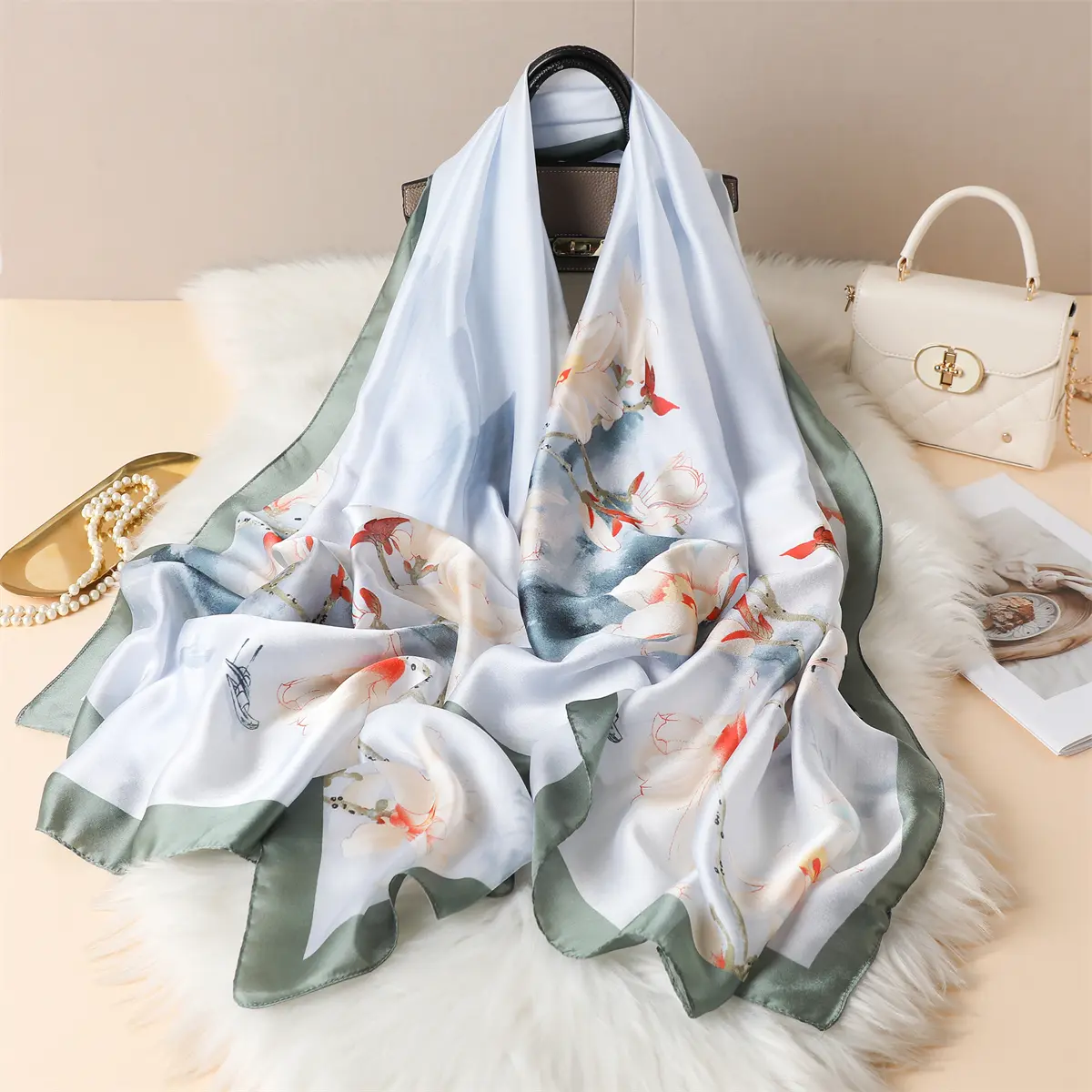 Fashion 180x90cm Silk Scarf Women's Satin luxury large Shawl Wrap Muslim Hijab Banda Beach Pills Female Foulard Turban