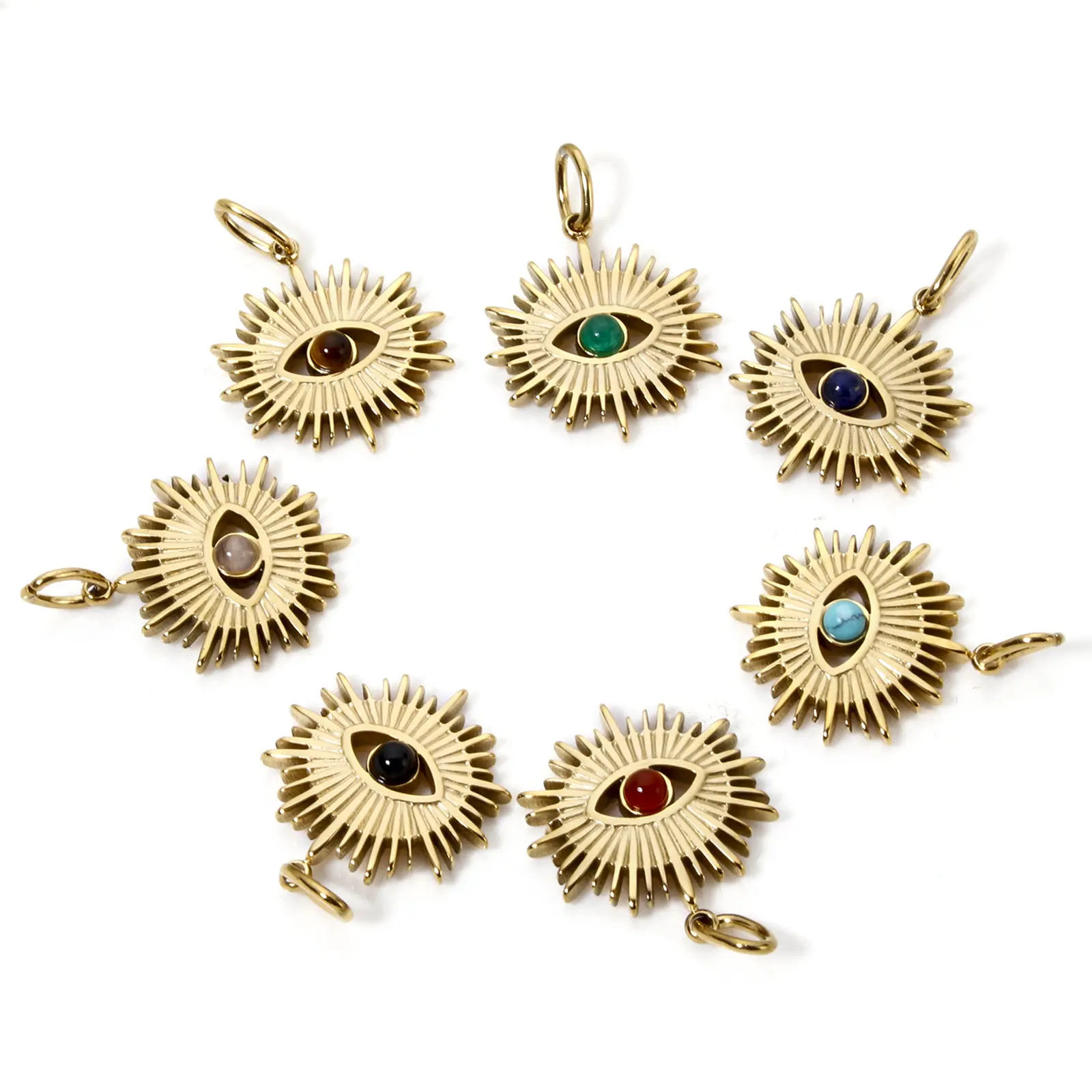 1PC 304 Stainless Steel Religious Charms For DIY Jewelry Making 14K Real Gold Plated Eye of Providence/ All-seeing Eye Pendant