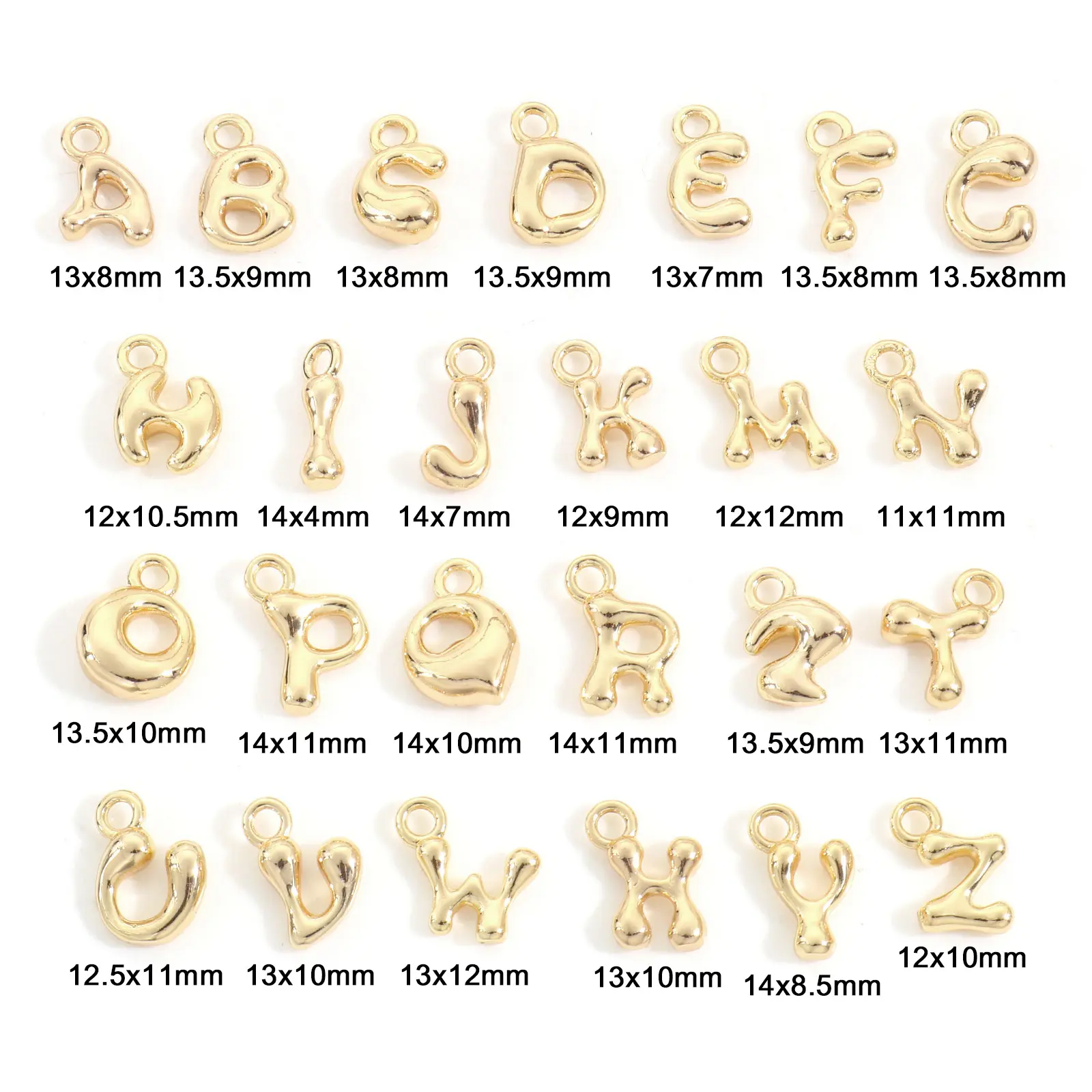 3 Piece Brass Charms 18K Real Gold Plated Capital Alphabet/ Letter Message " A-Z " Pendant Accessories DIY Personalized Jewelry