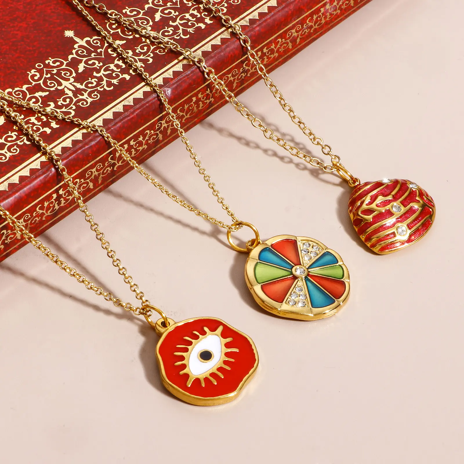 1 PC 304 Stainless Steel Hummingbird Evil Eye Charms For Jewelry Making Gold Color Enamel Shell Rhinestone DIY Necklace Pendants