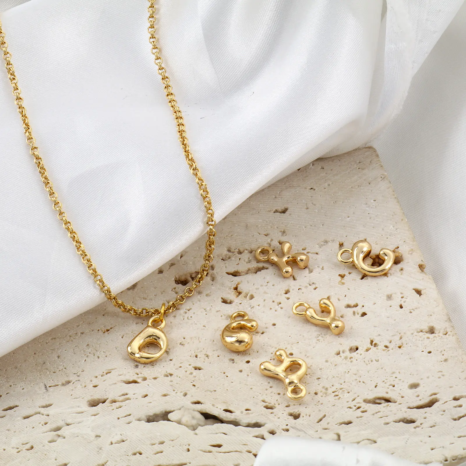 3 Piece Brass Charms 18K Real Gold Plated Capital Alphabet/ Letter Message " A-Z " Pendant Accessories DIY Personalized Jewelry