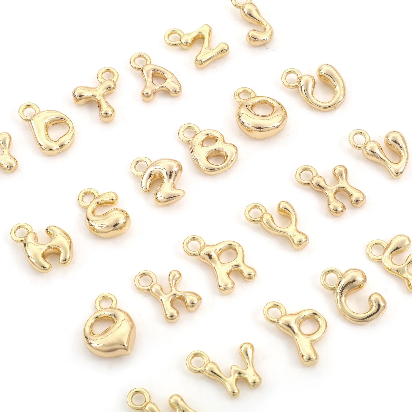 3 Piece Brass Charms 18K Real Gold Plated Capital Alphabet/ Letter Message " A-Z " Pendant Accessories DIY Personalized Jewelry